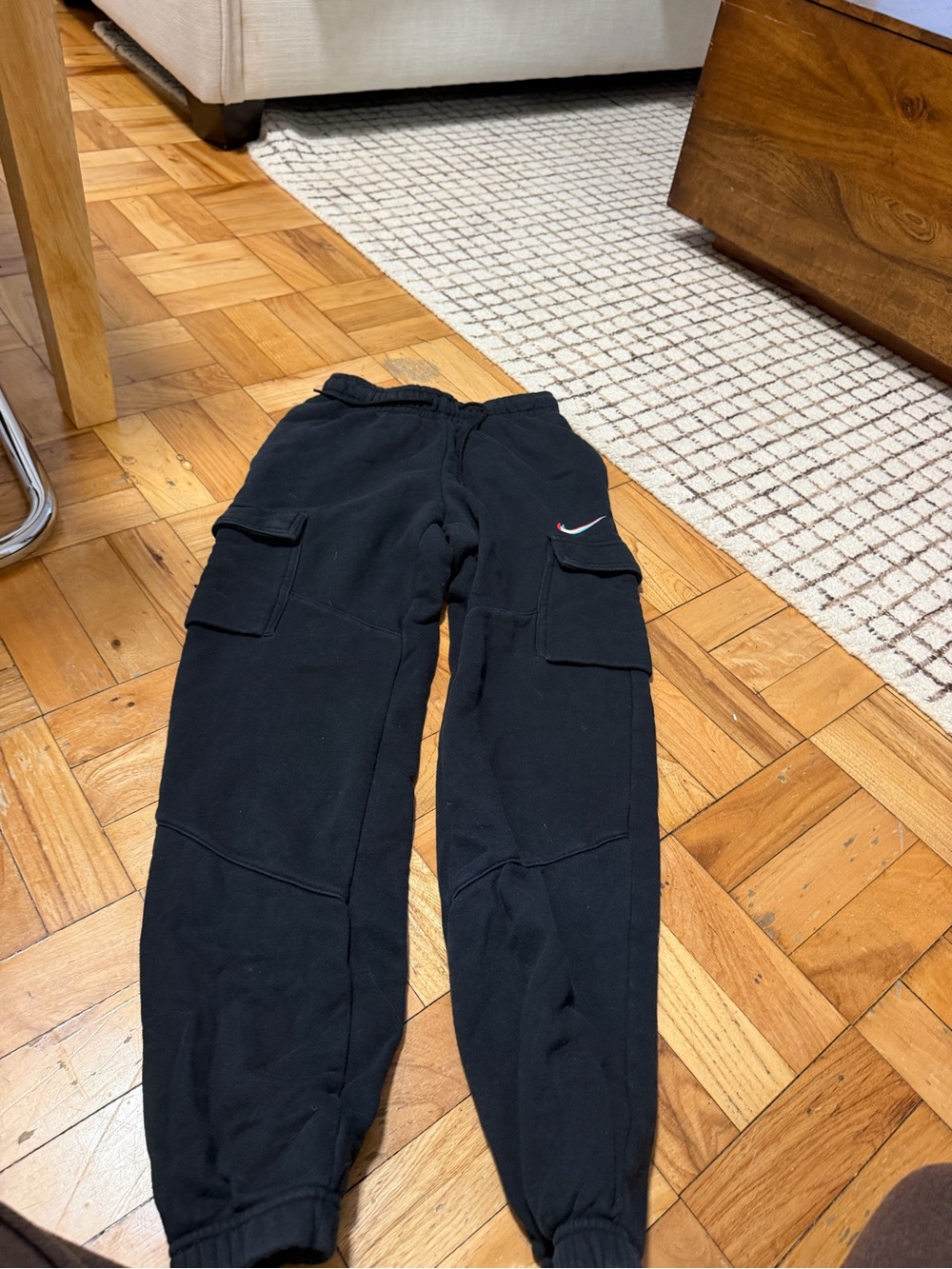 Nike Black Cargo Joggers with Swoosh Accent
